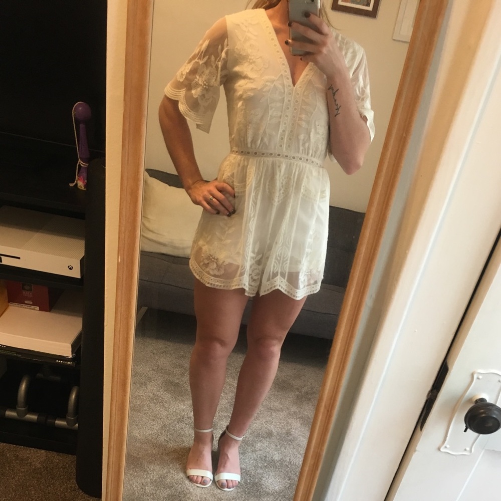 Ivory lace romper